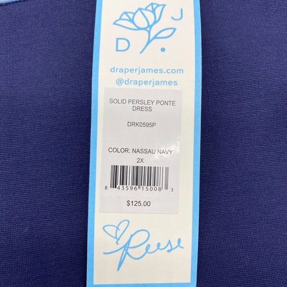 Draper James Persley Ponte Dress Nassau Navy Plus Size 2X NEW - Picture 7 of 12